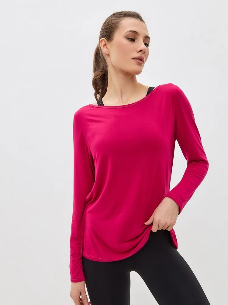 Лонгслив спортивный из вискозы Розовый