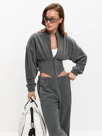 Толстовка корсет флис Серый L, XS, M, S